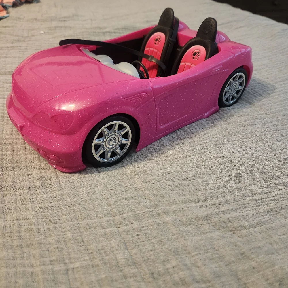 BARBIE Glam Pink Convertible 2 Seater Doll Car Seat Beltk Convertible Toy Car